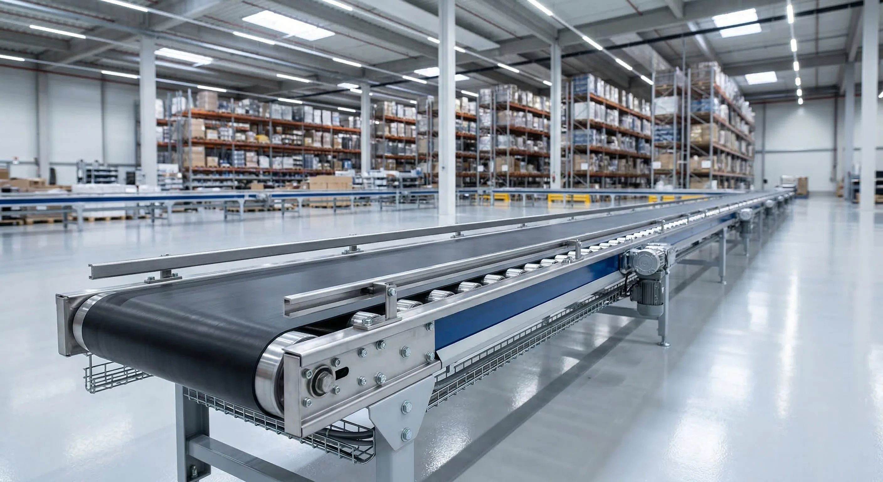 Material handling conveyor system installed in a Richmond VA area warehouse